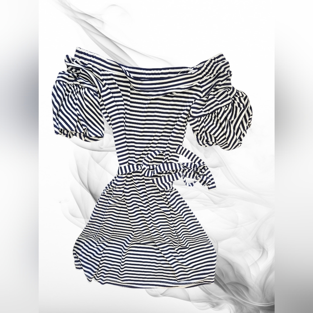 Donna Morgan Navy and White Striped Dress